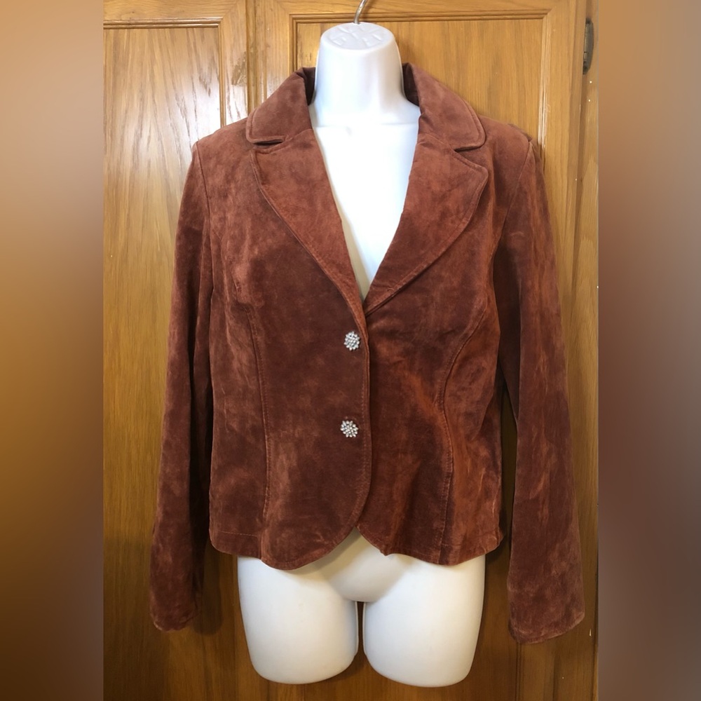 Vintage Suede Leather Jacket by Live A Little Size M Medium Y2K